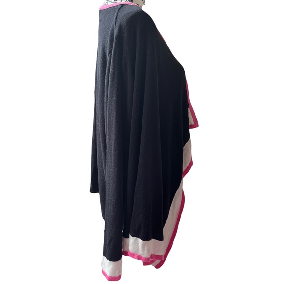 Charter Club - Black, pink, and white sweater cardigan with beautiful drape, 1X - Picture 5 of 8